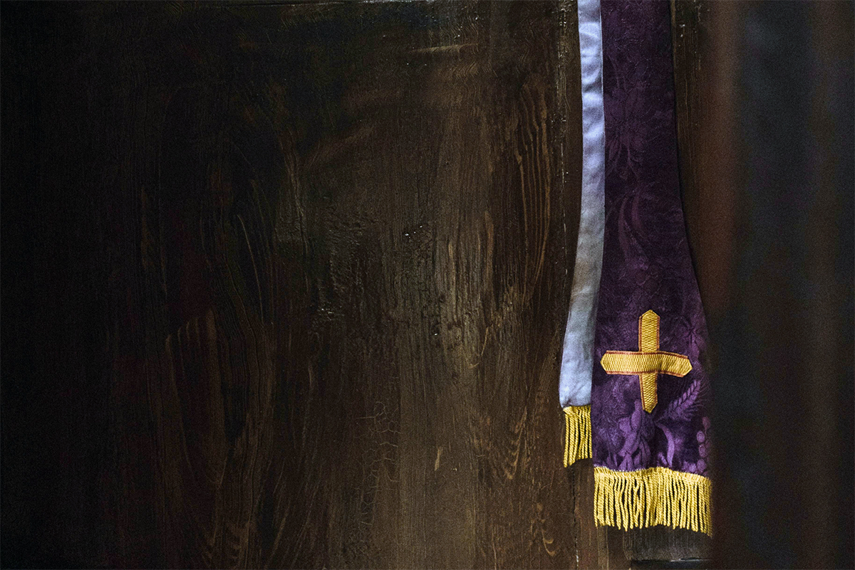 Purple stole by confessional